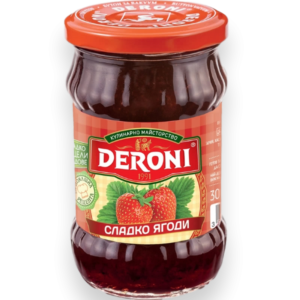 DERONI Konfitüre Erdbeeren, 300 g – Fruchtige Erdbeerkonfitüre aus sonnengereiften Erdbeeren, ideal als Brotaufstrich, für Gebäck oder Desserts. Natürlicher Geschmack und angenehme Konsistenz.