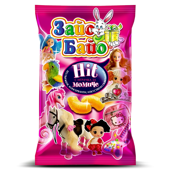 ZAYO BAYO HIT Girl, 50 g – knuspriger Snack für Mädchen, ideal für zwischendurch, mit spaßiger Spielzeugüberraschung im Paket.