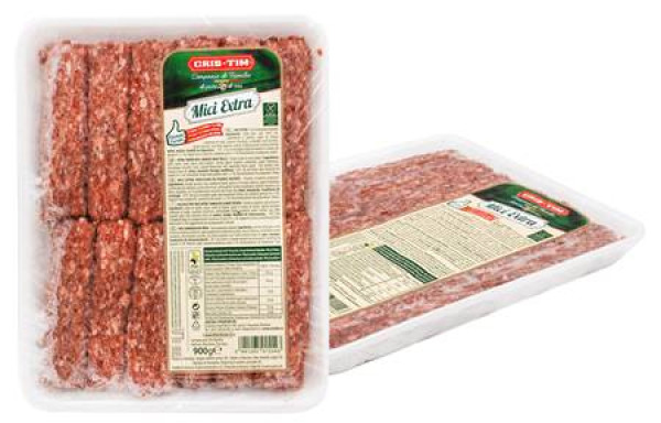 CrisTim, Mici Extra Schwein & Rind – 900 g – Würzige, gegrillte Hackfleischröllchen aus Schweine- und Rindfleisch, traditionell für Balkan-Grillgerichte, perfekt für schnelle und schmackhafte Mahlzeiten.