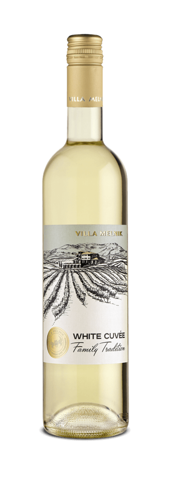 FAMILY TRADITION - White Cuvee 13,5% vol. von Villa Melnik ist ein frischer und aromatischer Weißwein aus Bulgarien, speziell aus dem Struma-Tal in der thrakischen Region. Die Cuvée besteht hauptsächlich aus Viognier (60%), ergänzt durch Chardonnay (17%), Keratsuda (17%) und Sauvignon Blanc (6%). Der Wein zeigt eine brillante strohgelbe Farbe und ein intensives Bouquet von weißen Früchten und Blüten. Am Gaumen überzeugt er durch frische Aromen von Äpfeln, Pfirsichen und Birnen, die harmonisch und leicht wirken. Er wird in Edelstahltanks ausgebaut, um die Frische und das fruchtige Aroma zu bewahren. Dieser Weißwein passt hervorragend zu Geflügel, Fisch, leichten Salaten und fruchtigen Desserts. Die optimale Trinktemperatur liegt bei etwa 10-12 °C. Dieser Wein repräsentiert die moderne Weintradition von Villa Melnik mit einem frischen, eleganten Stil und eignet sich gut für vielfältige Anlässe.