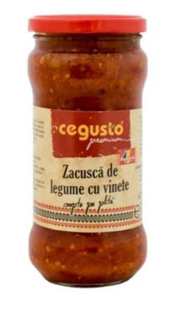 Cegusto Zacusca Gemüsepaste mit gebackener Aubergine 350g, aromatischer Brotaufstrich aus traditionell geröstetem Gemüse, ideal als Vorspeise oder Beilage.