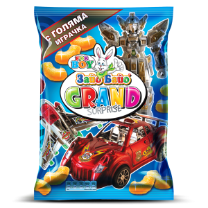 „ZAYO BAYO GRAND, 100 g – bunter Snack für Jungen, inklusive kleinem Spielzeug, ideal als spaßiger Snack für zwischendurch oder unterwegs.“