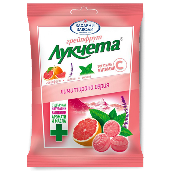 LUKCHETA, Lutschbonbons Grapefruit 85 g – fruchtig-saure Bonbons mit intensivem Grapefruit-Geschmack.