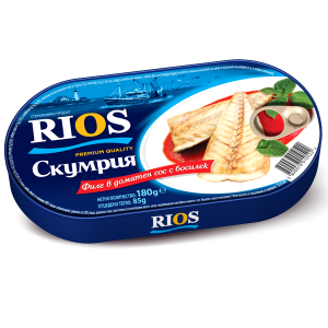 RIOS, Makrele in pikanter Tomatensauce 180 g – Hochwertige Makrele in würziger Tomatensauce, perfekt als Snack oder für herzhafte Mahlzeiten.