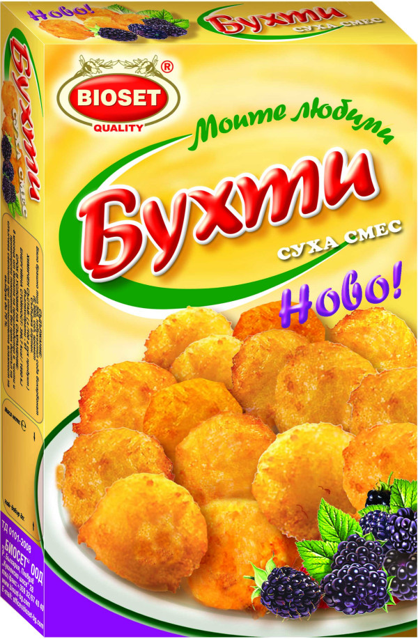 BIOSET, Trockene Mischung für Buhti 250 g – Fertigmischung für weiche, flaumige bulgarische Hefeteig-Teilchen, einfach zuzubereiten.