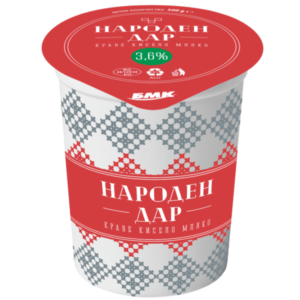 BMK, Joghurt aus Kuhmilch „Naroden Dar“ 3,6 % – Cremiger Kuhmilchjoghurt mit 3,6 % Fett, ideal für Frühstück, Desserts oder als Snack.