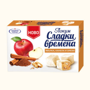 Lokum mit Apfel, Zimt und Walnuss 140 g – aromatisches, weiches Konfekt mit fruchtiger Apfelfüllung, feinem Zimtgeschmack und knackigen Walnüssen.