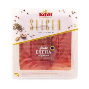 KFM File Elena Rezerva Slajs – dünn geschnittener luftgetrockneter Fleischaufschnitt in Verpackung.