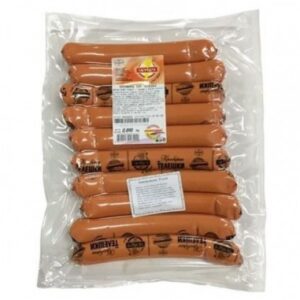 Merkez Teleshki Krenvirsh – Rinderwürstchen in Verpackung.