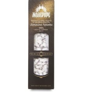 Molerite Lukanka Domaschna 170 g – hausgemachte luftgetrocknete Wurst in Verpackung.