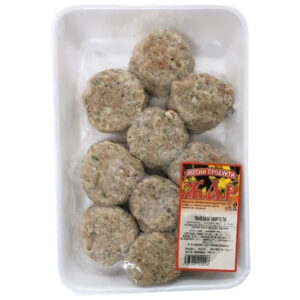 Zhar Kyufte Pileshko 70g – gewürzte Hähnchenfrikadellen, 550 Gramm Gesamtgewicht, verpackt, Preis pro Stück.