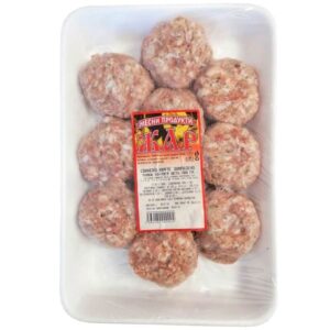 Zhar Svinsko Kyufte 10 Stück, je 70 Gramm – gewürzte Schweinefrikadellen in Verpackung.