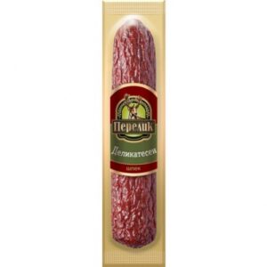 Delikatesen, Shpek Perelik – Traditionelle Spezialität aus fein gewürztem, luftgetrocknetem Fleisch, herzhaft im Geschmack und ideal als Beilage, Snack oder für Vorspeisenplatten.
