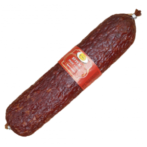 ELKO Salami Burgas, 700 g/kg, traditionelle bulgarische geräucherte Salami, herzhaft mit natürlichen Gewürzen, ideal für Sandwiches, Snacks oder Charcuterie-Platten, vakuumverpackt.